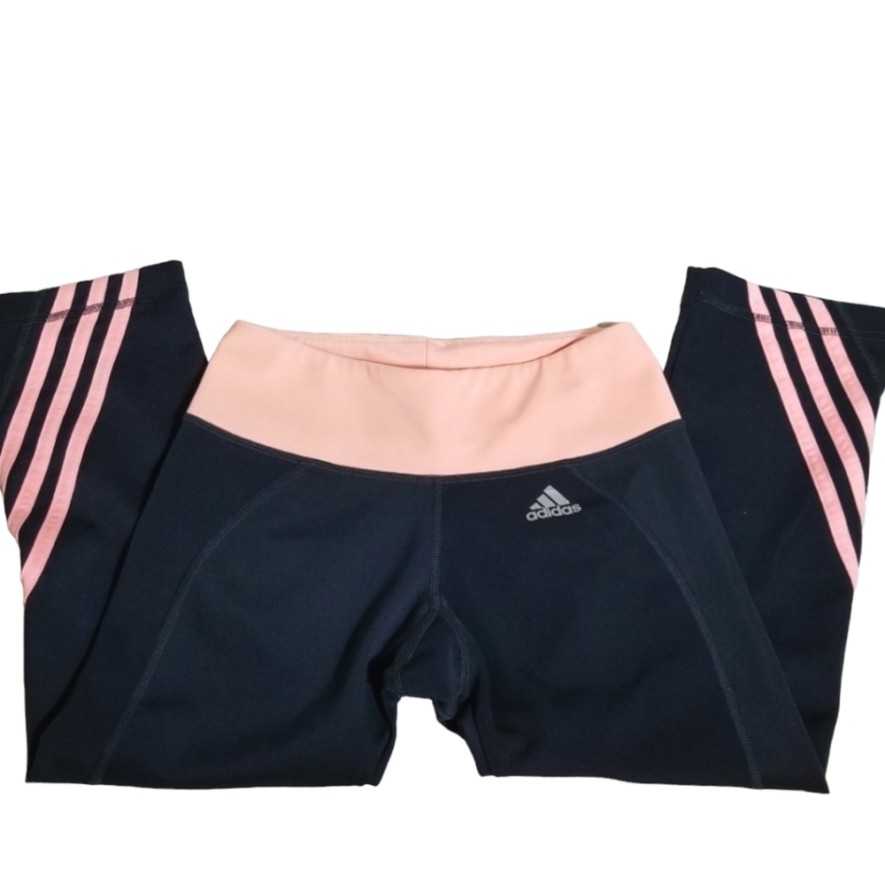 Adidas Women’s Navy & Peach Capri Leggings - Small/Medium